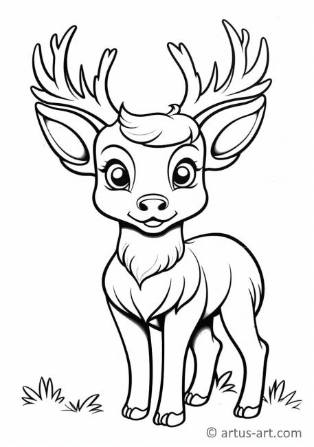Cute Reindeer Coloring Page For Kids